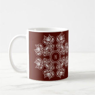 Caneca De Café Mandala floral étnica. Coroa Floral
