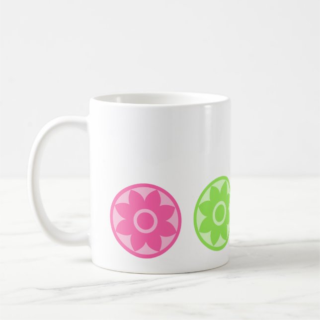 Caneca de Café Mandala Floral Rosa e Verde (Esquerda)