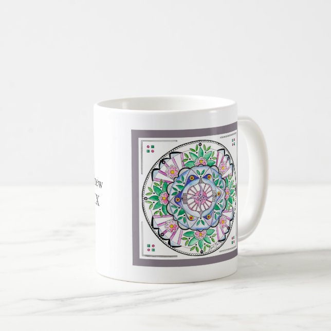 Caneca De Café Mandala Floribunda Coffee Mug (Frente Esquerda)