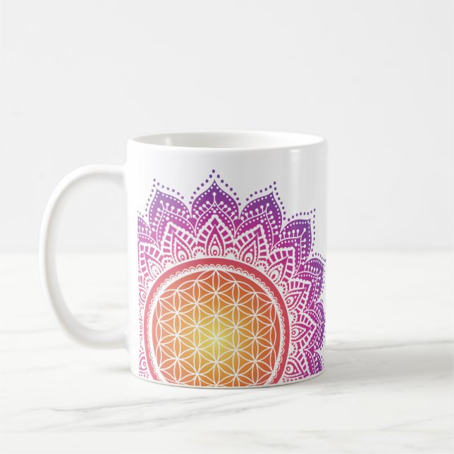 Caneca De Café Mandala Flower of life sun rising (Esquerda)