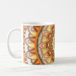 Caneca De Café Mandala Harmonia de Outono Padrão de Folhas de Out