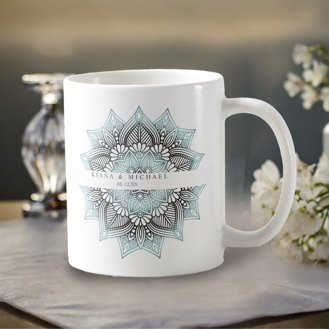 Caneca De Café Mandala Lace Wedding Lt. Blue ID968 (Criador carregado)