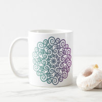 Mandala ombre floral de cor roxa