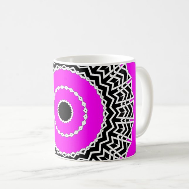 Caneca De Café Mandala Prisma ( Rosa ) (Frente Esquerda)