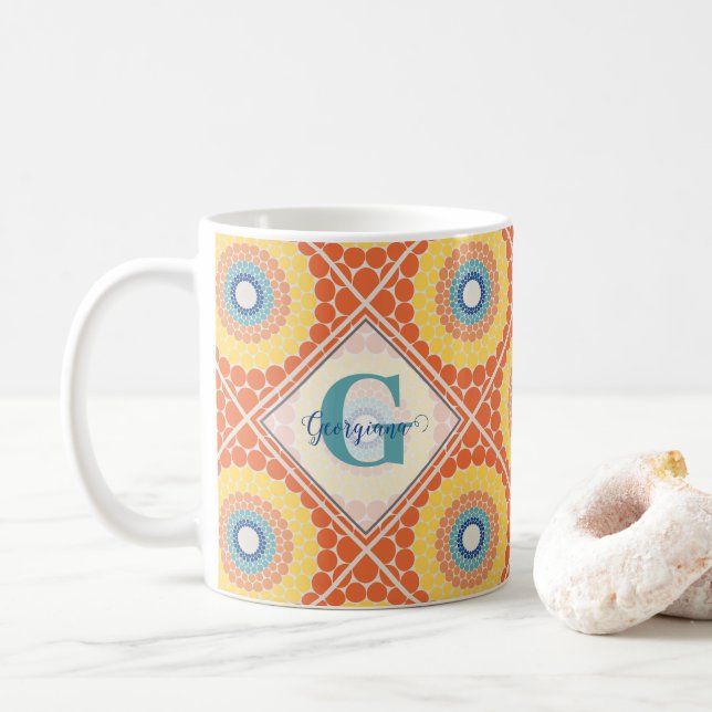 Caneca De Café Mandala Radiante de Verão Egeu Personalizado (Com Donut)