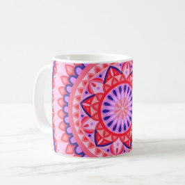Caneca De Café Mandala Rosa Boho Padrão Geométrico Vibrante Aconc