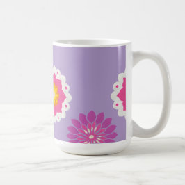 Caneca De Café mandala rosa e púrpura do pastel inspirado na índi