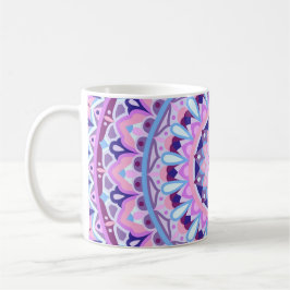 Caneca De Café Mandala Roxa Padrão Geométrico Boho Aconchegante