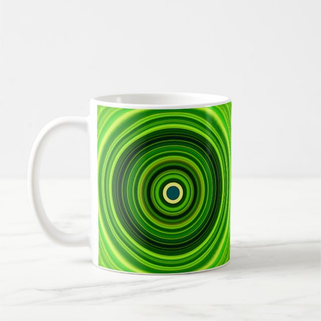 Caneca De Café Mandala Verde Geométrico- 25436 (Esquerda)