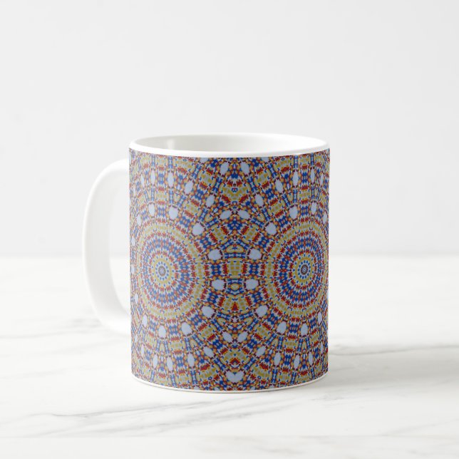 Caneca De Café Mandala yellow blue coffee mug (Frente Esquerda)