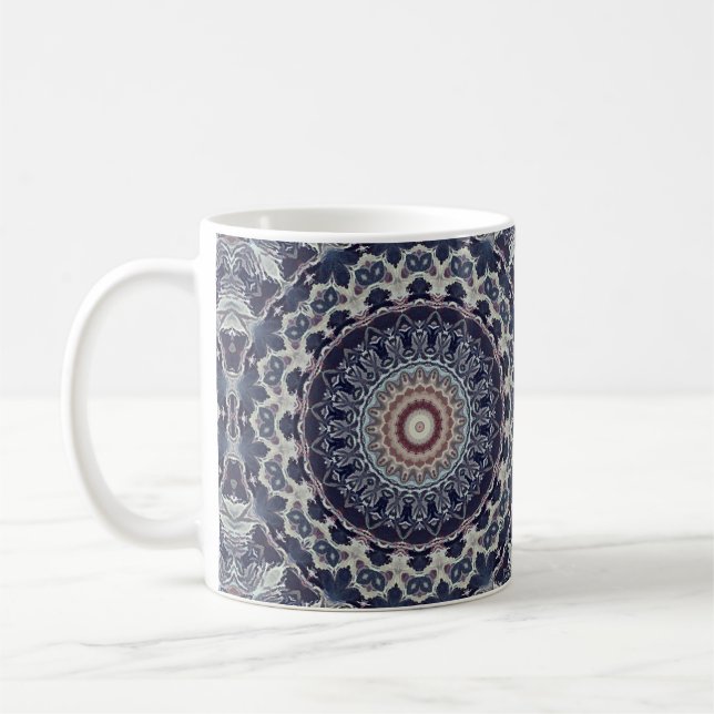 Caneca De Café Mandalas de círculo redondo geométrico abstrato co (Esquerda)
