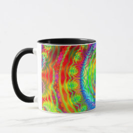 Caneca De Café Mandalas Fractais de Tiedye Arco-íris