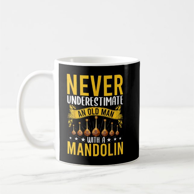 Caneca De Café Mandolin Lover Nunca subestime um velho com (Esquerda)