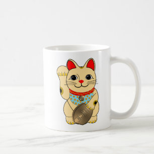 Caneca De Café Maneki Dourado Neko