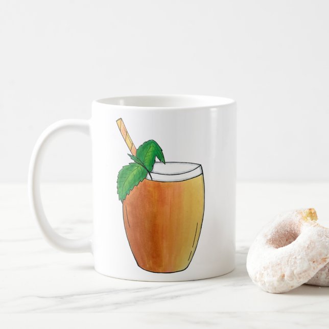 Caneca De Café Mango Lassi Refrescando a Fruta de iogurte Indiana (Com Donut)