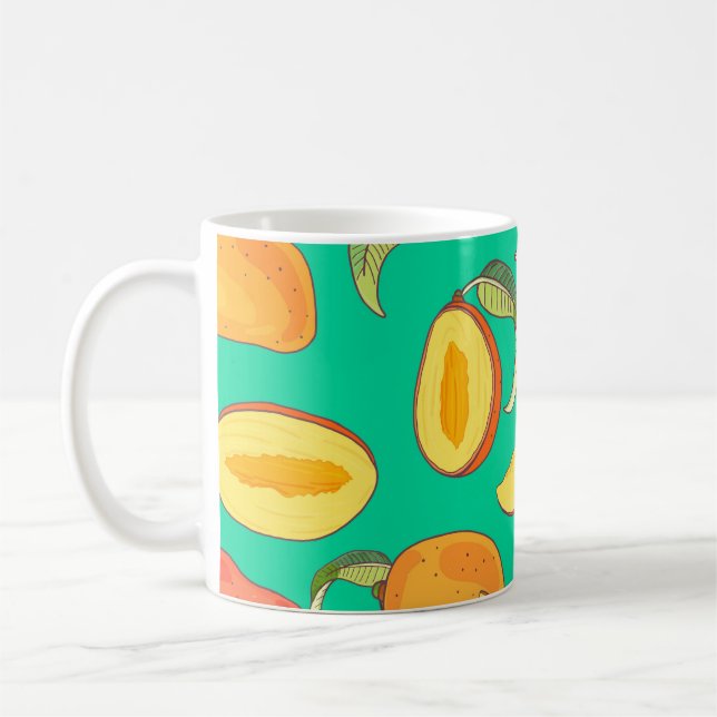 Caneca De Café Mango Medley: Padrão de Fruta Tropical (Esquerda)