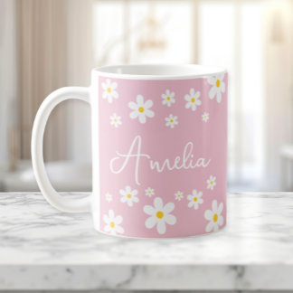 Caneca De Café Mangueira Branca Rosa Rosa-Rosa Personalizada