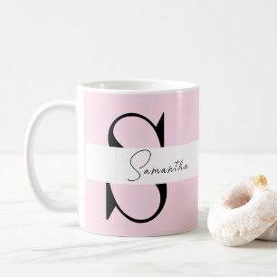 Caneca De Café Mangueira rosa-esbelta personalizada com monograma