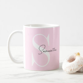 Caneca De Café Mangueira rosa-esbelta personalizada com monograma