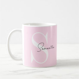 Caneca De Café Mangueira rosa-esbelta personalizada com monograma