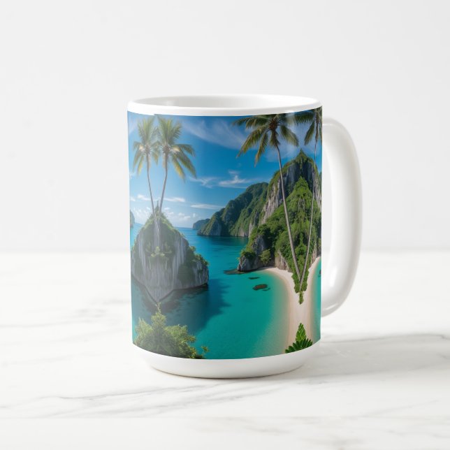 Caneca De Café "Manhã Breve com uma Visão - Turquesa Cove Edition (Frente Esquerda)
