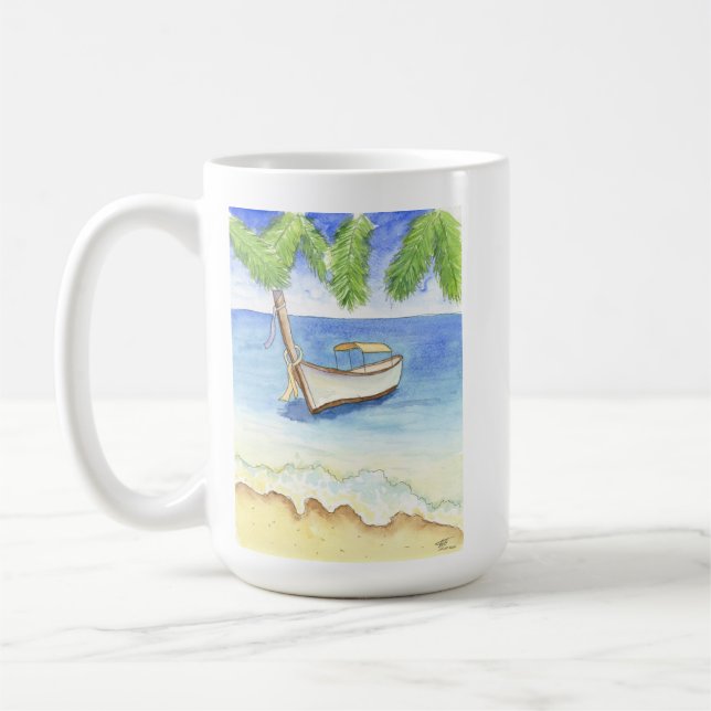 Caneca De Café Manhã em Bali Watercolor (Esquerda)