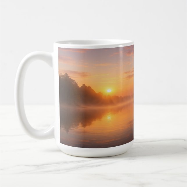 Caneca De Café Manhã Mist em Águas Estáticas (Esquerda)