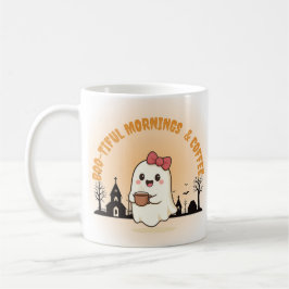 Caneca De Café Manhãs Boo-tiful & Café" Fantasma Fofo de Hallowee