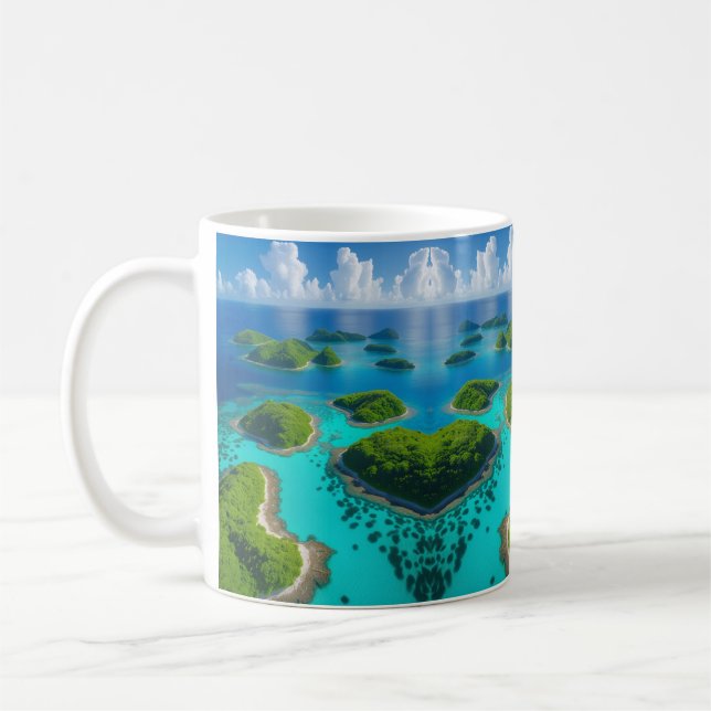 Caneca De Café "Manhãs da Ilha: Vista Aérea do Oceano (Esquerda)