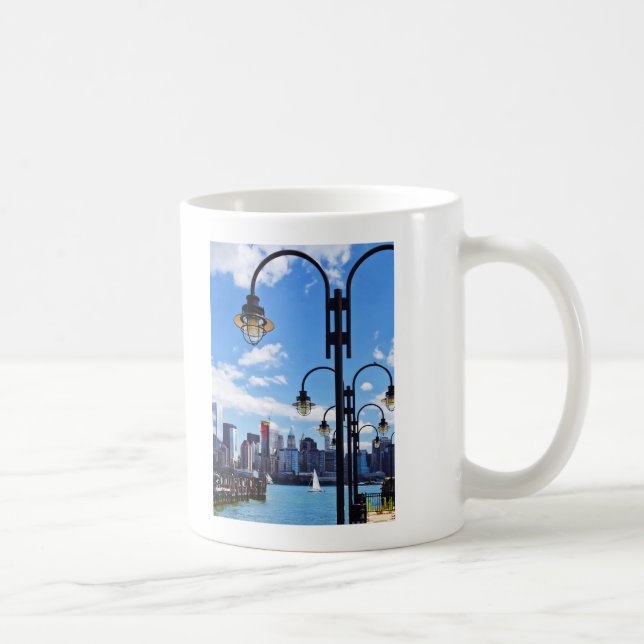 Caneca De Café Manhattan, NY - Horizonte de Liberty State Park (Direita)