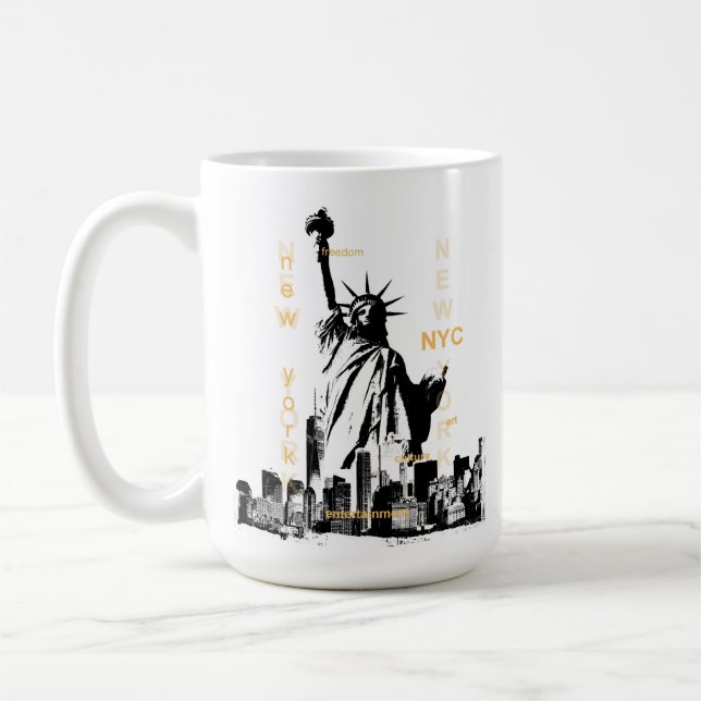 Caneca De Café Manhattan Nyc Liberty Statue Modern New York (Esquerda)
