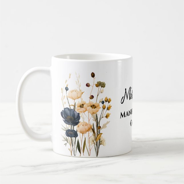 Caneca De Café Manifestação Personalizada Floral (Esquerda)