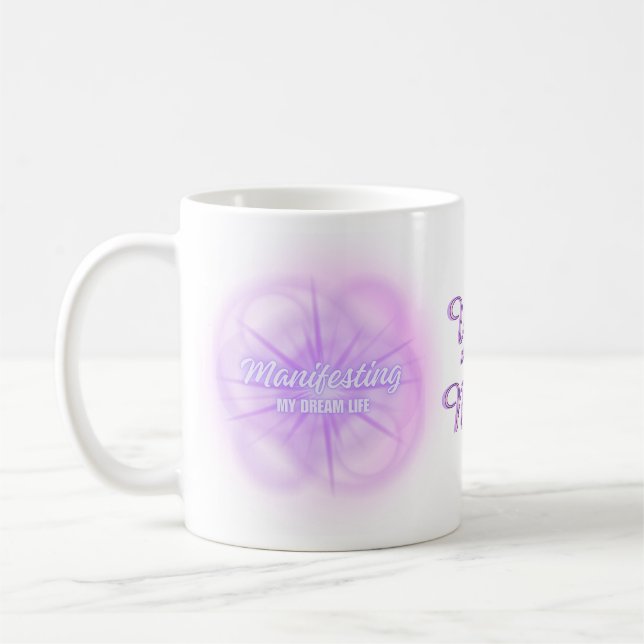 Caneca De Café Manifestando Aura de Brilho Roxo Gradiente da Vida (Esquerda)