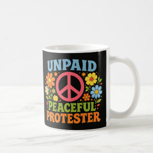 Caneca De Café Manifestante Pacífico Não Remunerado Retro Ativism