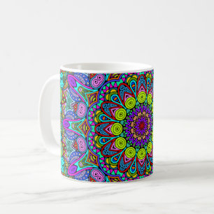 Caneca De Café Manipular a pintura Mandala Relógio Face 4