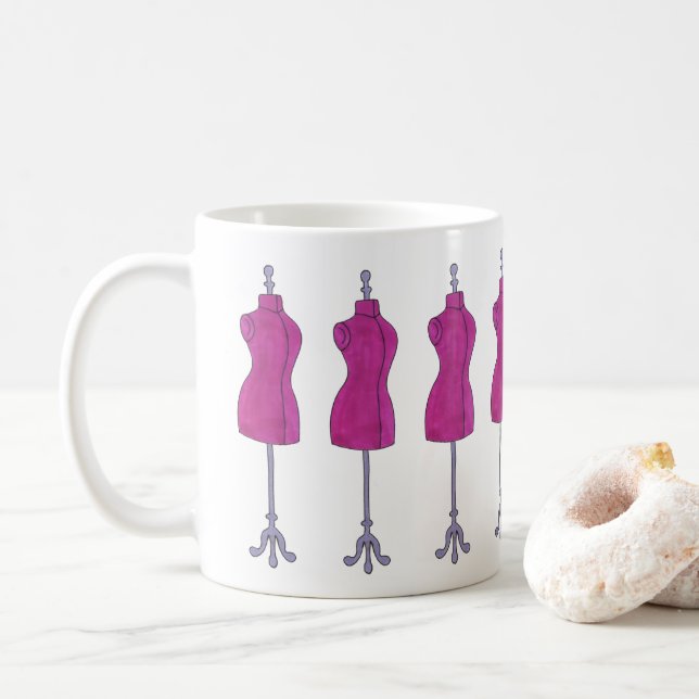 Caneca De Café Mannequin do Designer de Costume de Moda de Costur (Com Donut)
