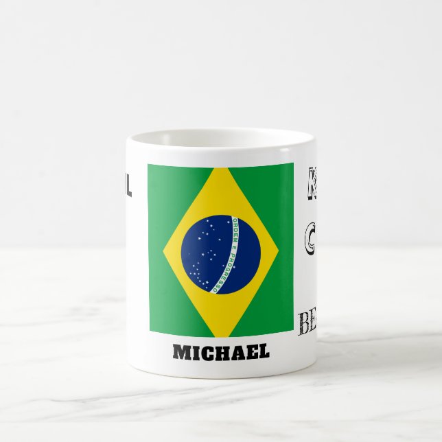 Caneca De Café Mantenha a calma com a bandeira do Brasil (Centro)