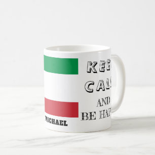 Caneca De Café Mantenha a calma com a Itália Bandeira Café Mug