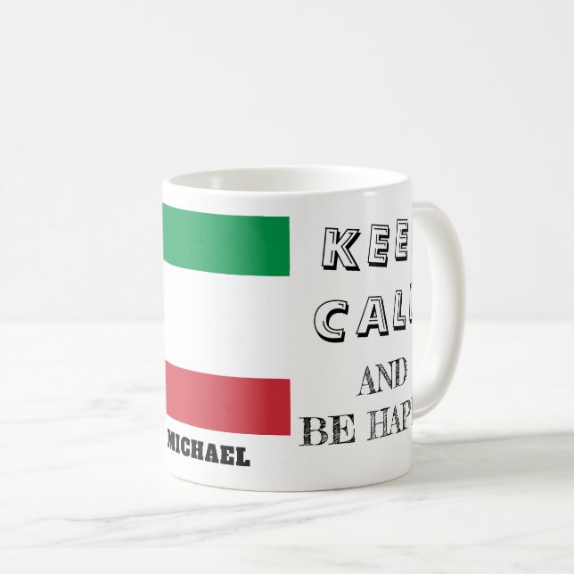 Caneca De Café Mantenha a calma com a Itália Bandeira Café Mug (Frente Esquerda)