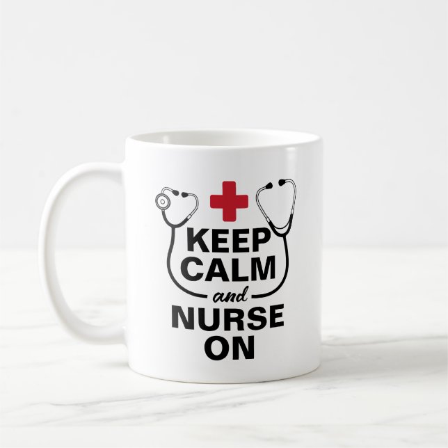 Caneca De Café Mantenha a calma e a enfermeira personalizadas (Esquerda)