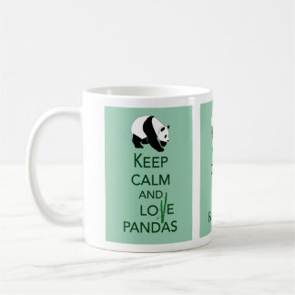 Caneca De Café Mantenha a Calma e Ame Presentes de Arte de Pandas