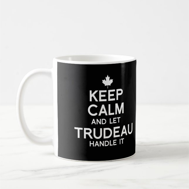 Caneca De Café Mantenha a calma e deixe Trudeau manuseá-la - bran (Esquerda)