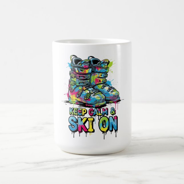 Caneca De Café Mantenha a calma e esquiar (Centro)