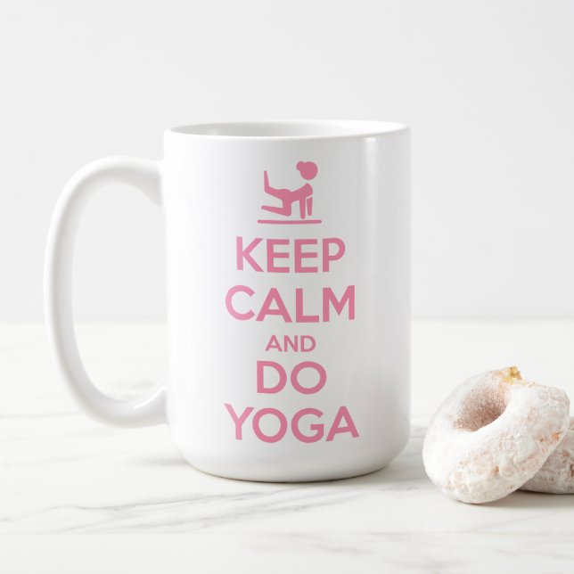 Caneca De Café Mantenha a Calma e Faça Yoga (Com Donut)