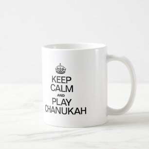 CANECA DE CAFÉ MANTENHA A CALMA E O JOGO CHANUKAH