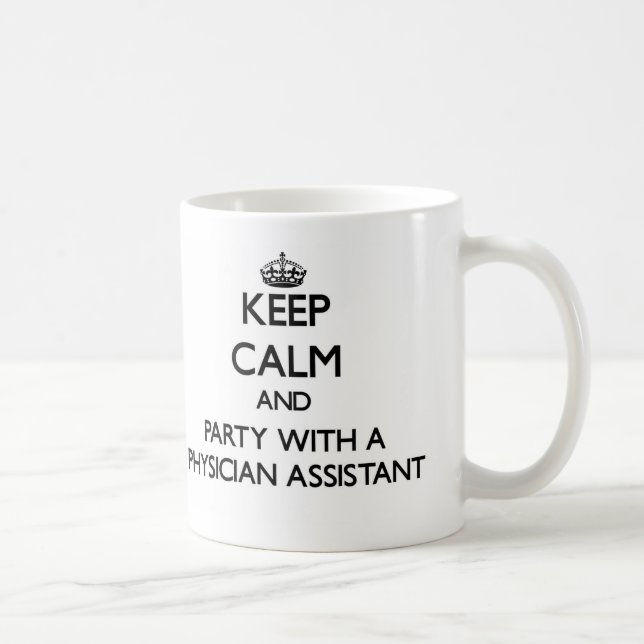 Caneca De Café Mantenha a calma e o partido com um assistente do (Direita)