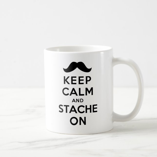Caneca De Café Mantenha a calma e o Stache sobre (Direita)