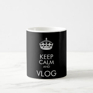 Caneca De Café Mantenha a calma e o vlog - personalize a cor de f