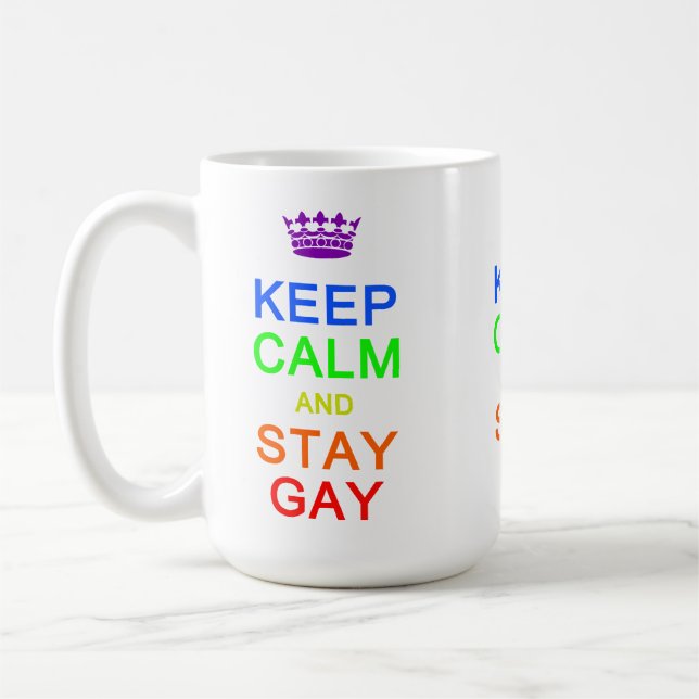 Caneca De Café Mantenha a calma e permaneça Gay - escolha estilo, (Esquerda)