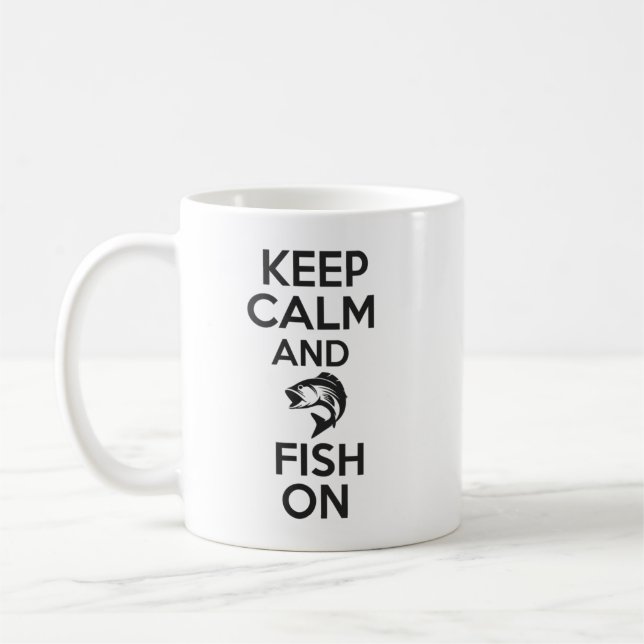 Caneca De Café mantenha a calma e pesque (Esquerda)